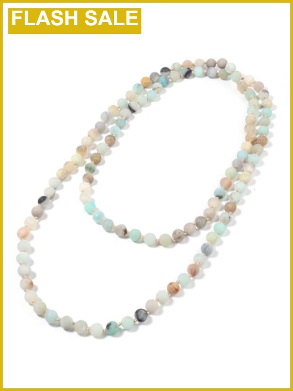 108 Mala Beaded Amazonite Necklace Hand Knotted Long Strand Meditation